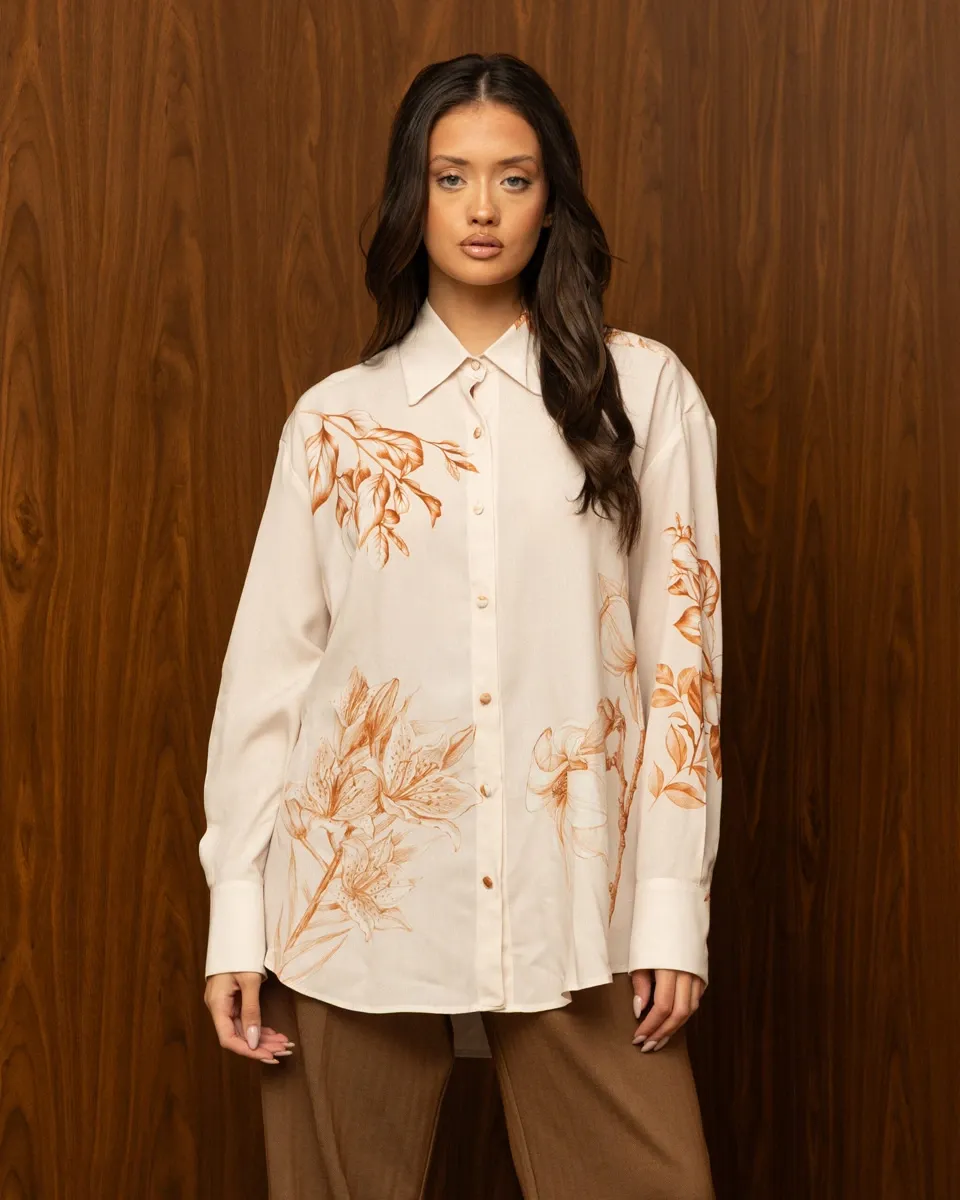 DUNE LILY SHIRT – Πουκάμισο με καφέ floral print