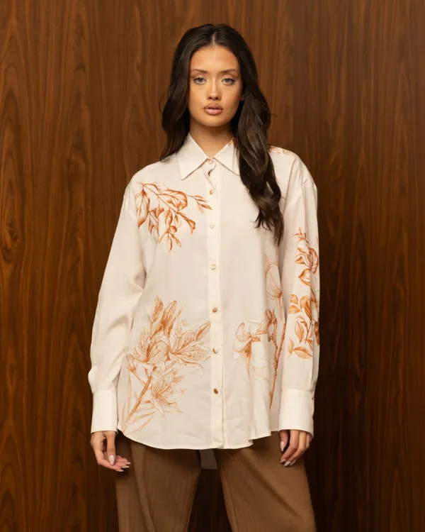 DUNE LILY SHIRT – Πουκάμισο με καφέ floral print