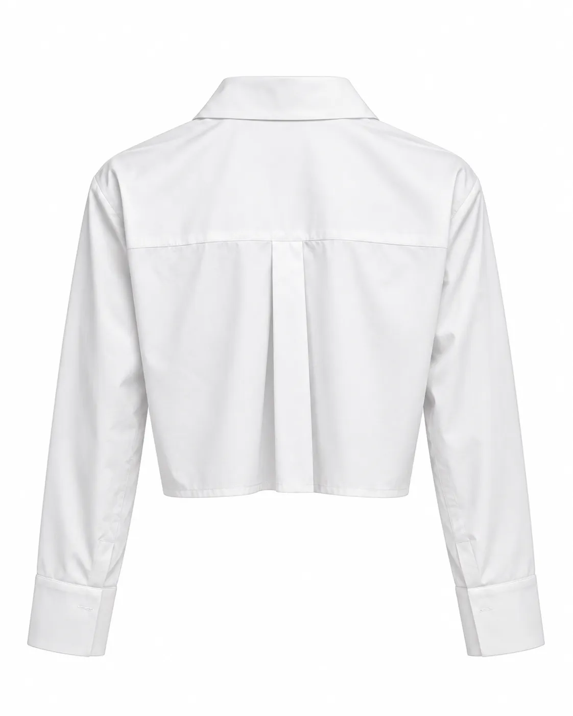 WHITE TWIST FRONT CROPPED SHIRT