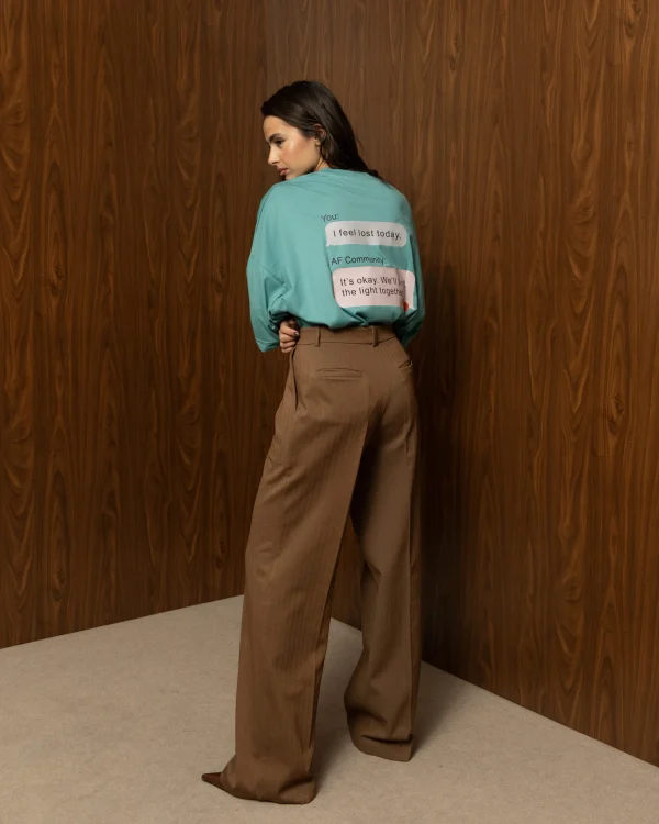 DEAR SELF TEE TEAL – Teal oversized T-shirt με μήνυμα ενσυναίσθησης - Image 2