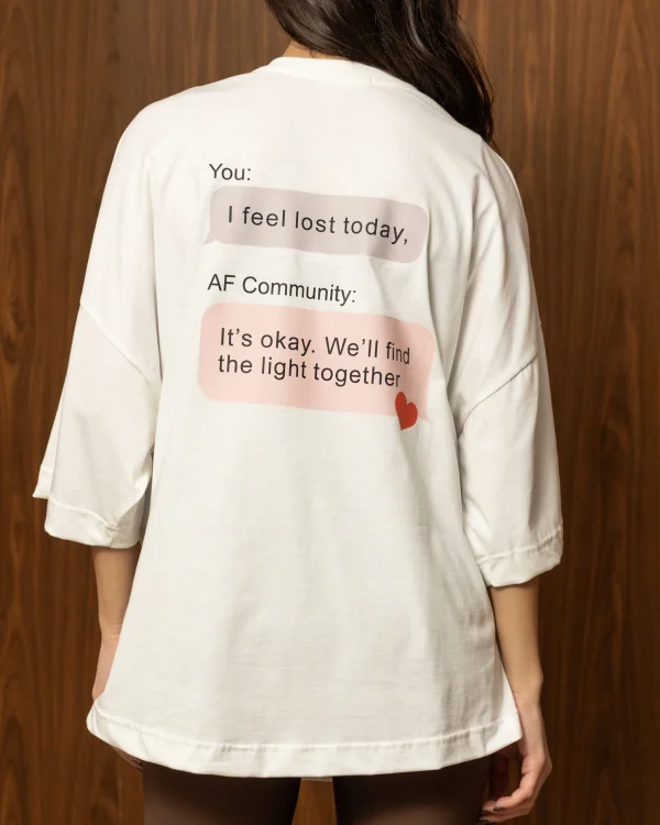 DEAR SELF TEE WHITE – Λευκό oversized T-shirt με μήνυμα ενσυναίσθησης - Image 2