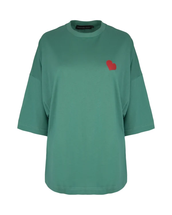 DEAR SELF TEE TEAL – Teal oversized T-shirt με μήνυμα ενσυναίσθησης - Image 4