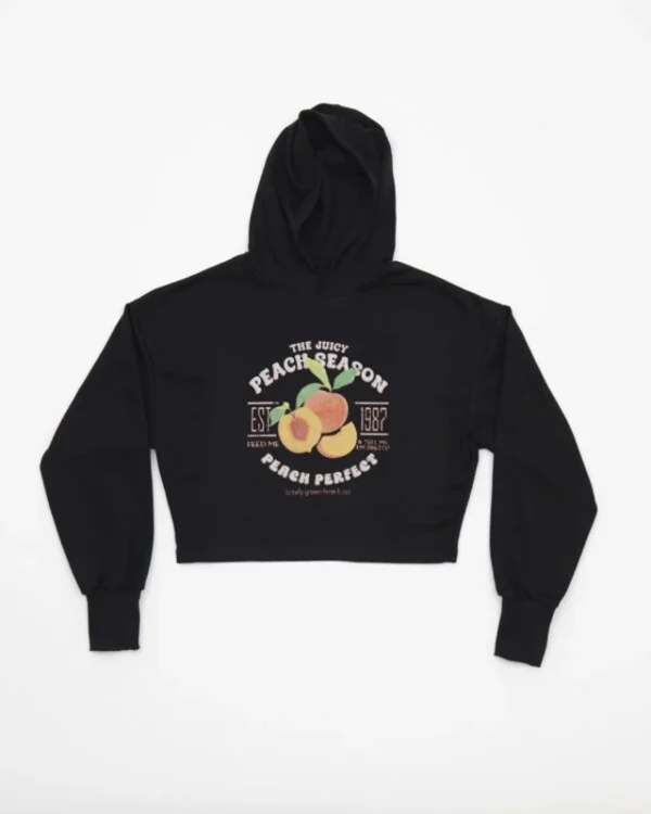 BLACK CROPPED HOODIE - Image 2