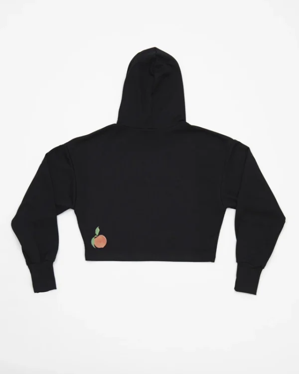 BLACK CROPPED HOODIE - Image 3